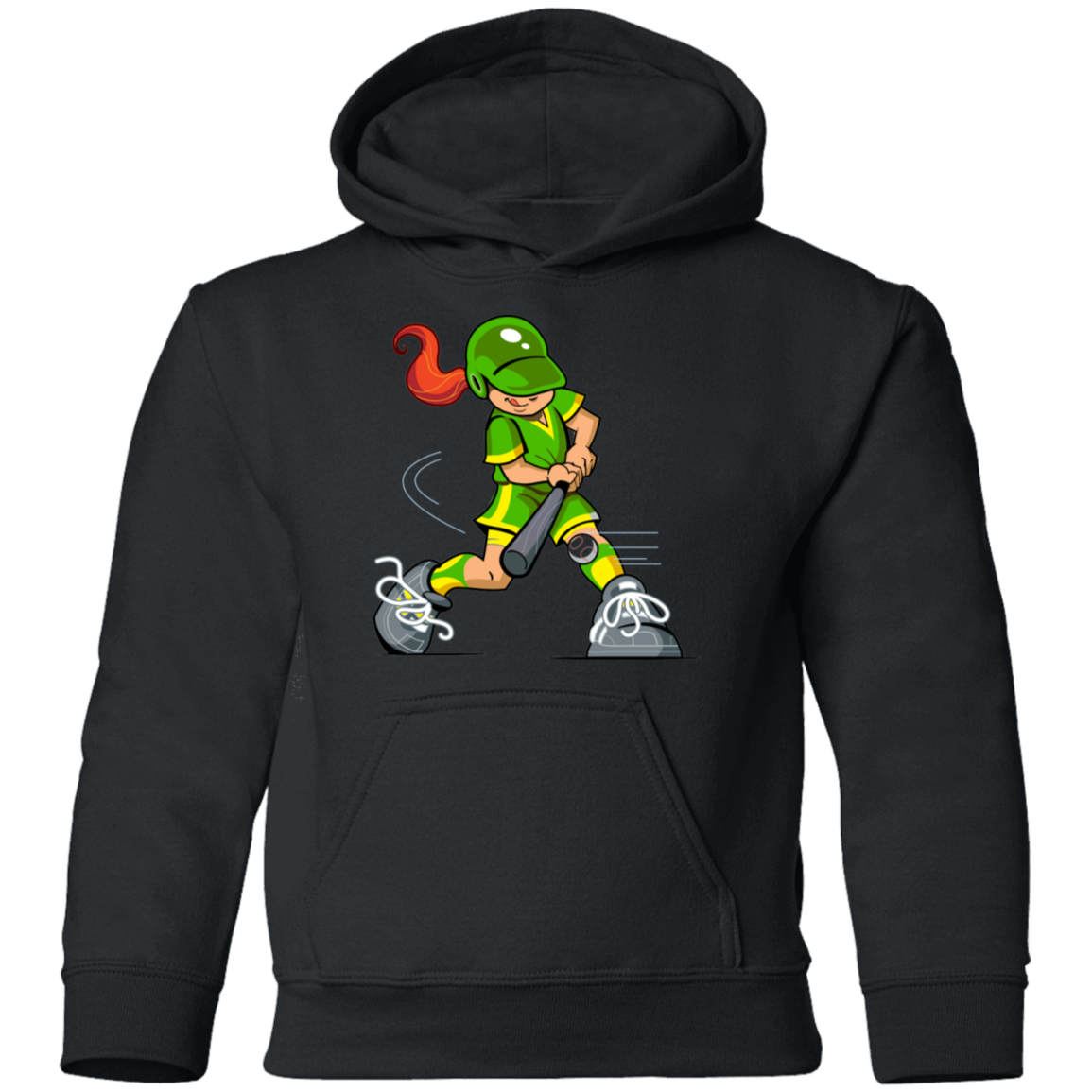 Softball Cartoon Girl Kids Hoodie