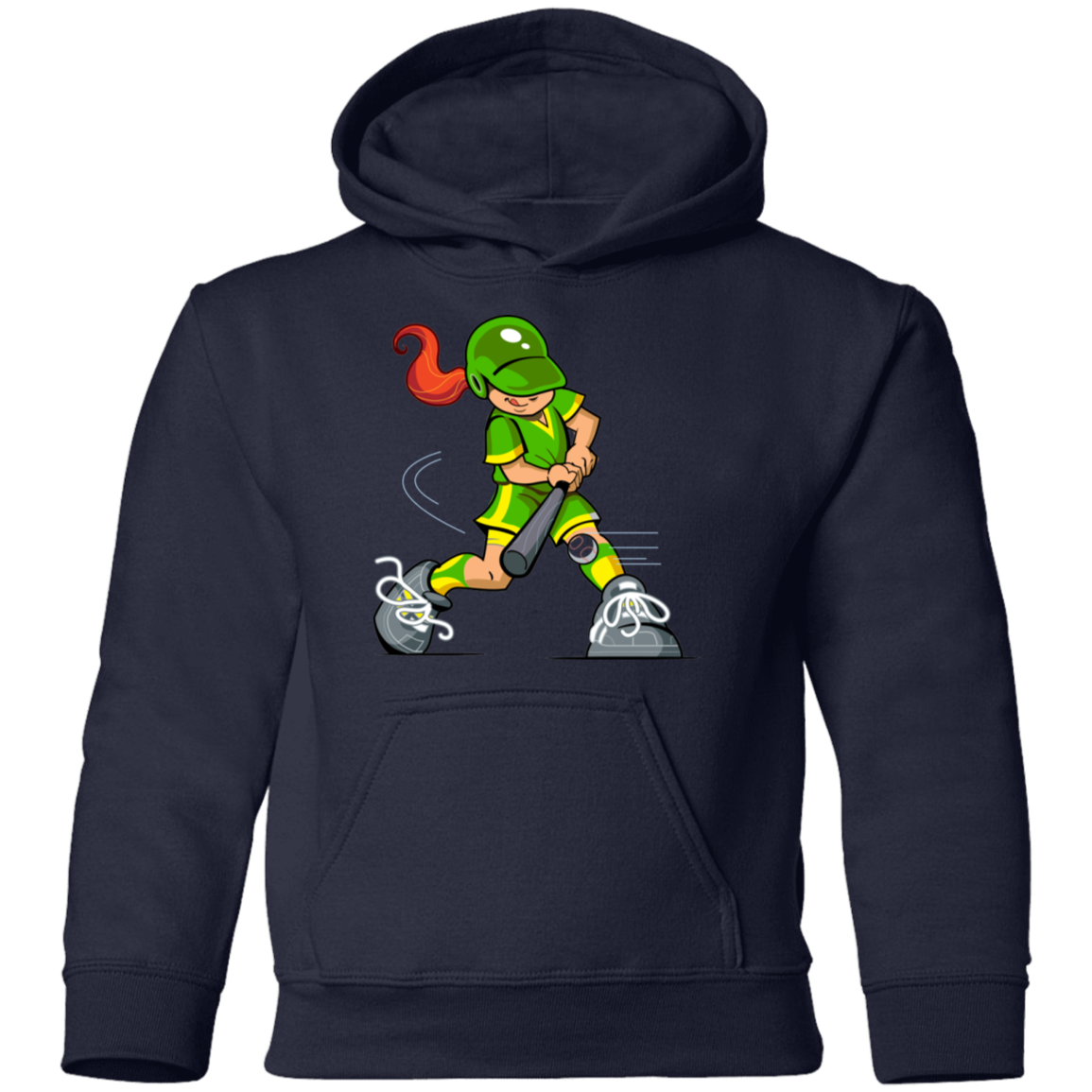 Softball Cartoon Girl Kids Hoodie