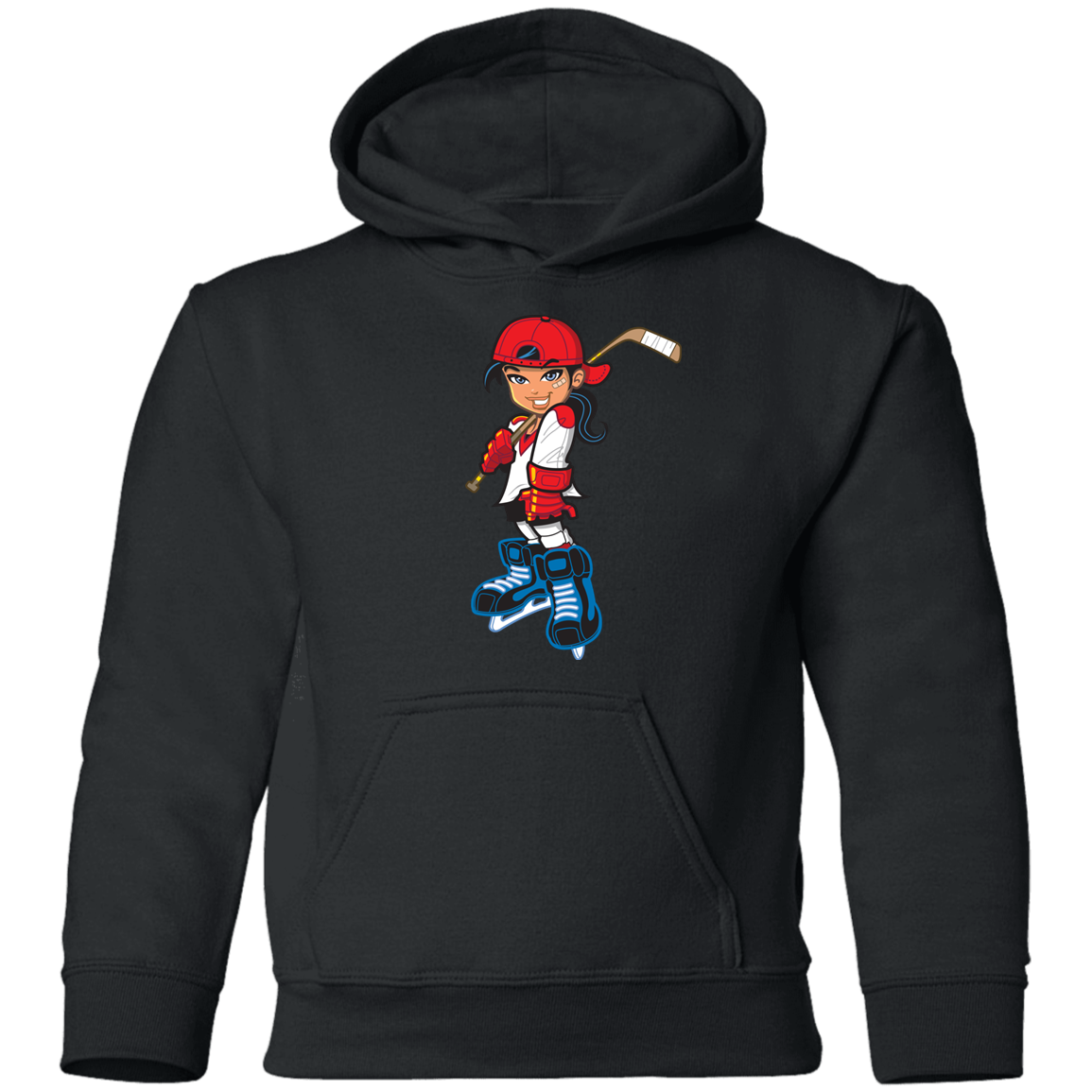 Hockey Girl Cartoon Kids Hoodie