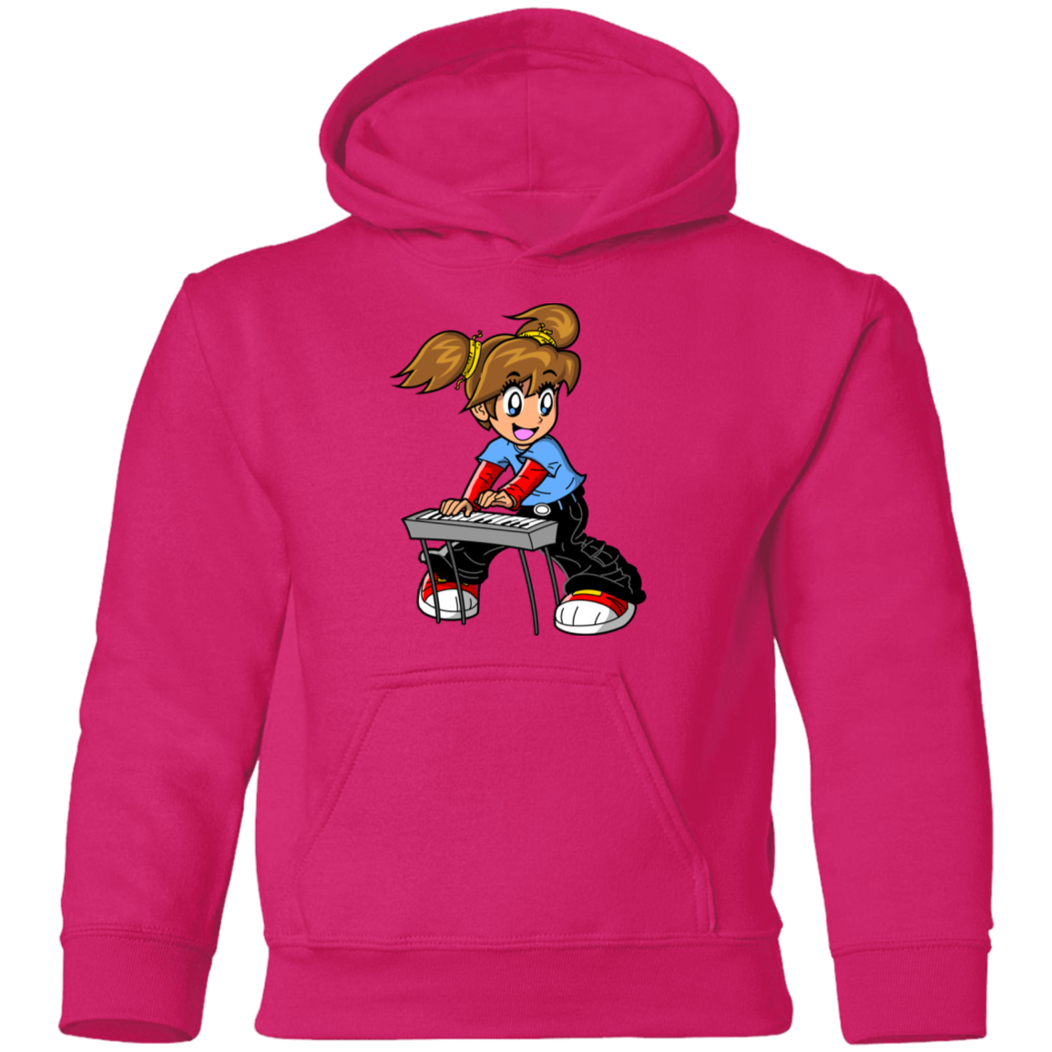 Keyboard Girl Cartoon Kids Hoodie
