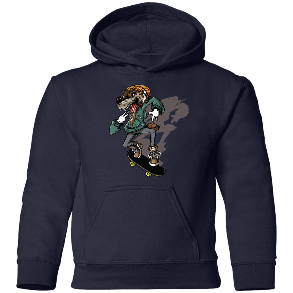 Skater Wolf Kids Hoodie