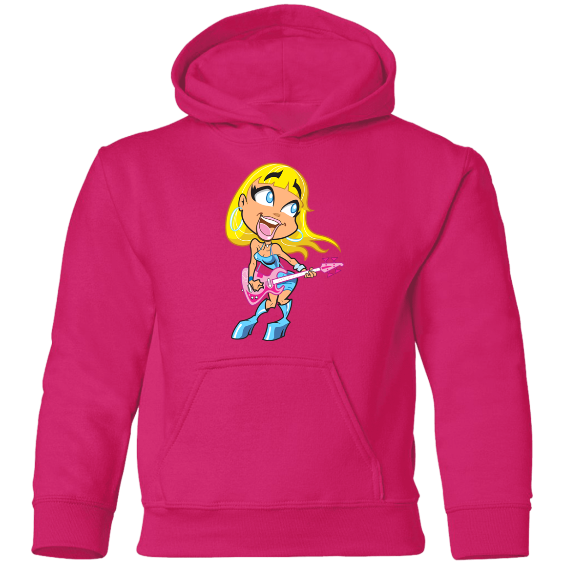 Guitar Girl Cartoon Kids Hoodie