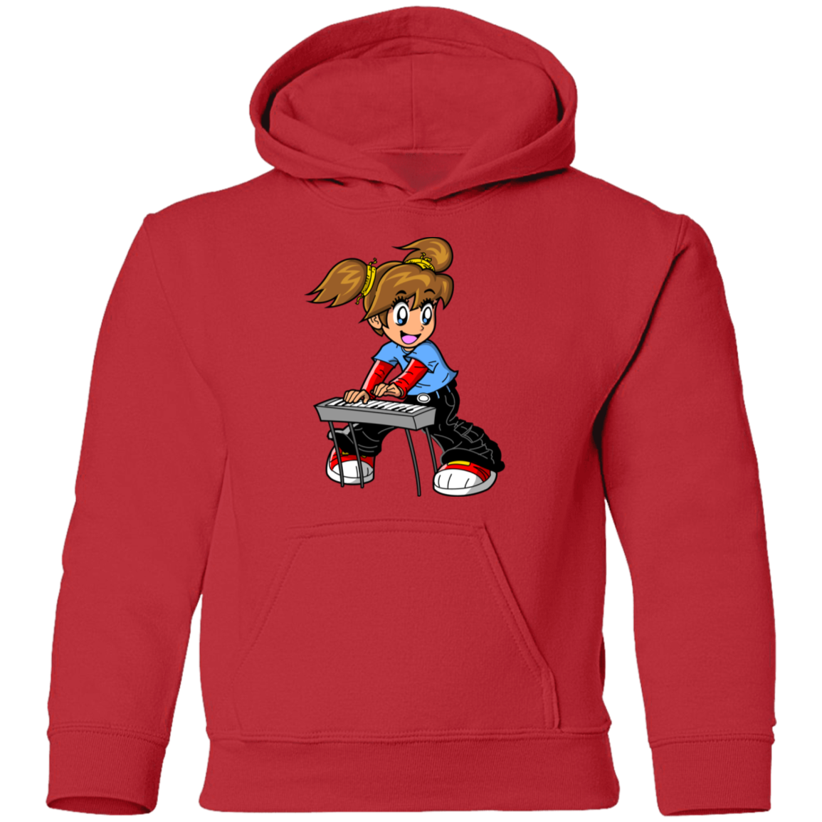 Keyboard Girl Cartoon Kids Hoodie