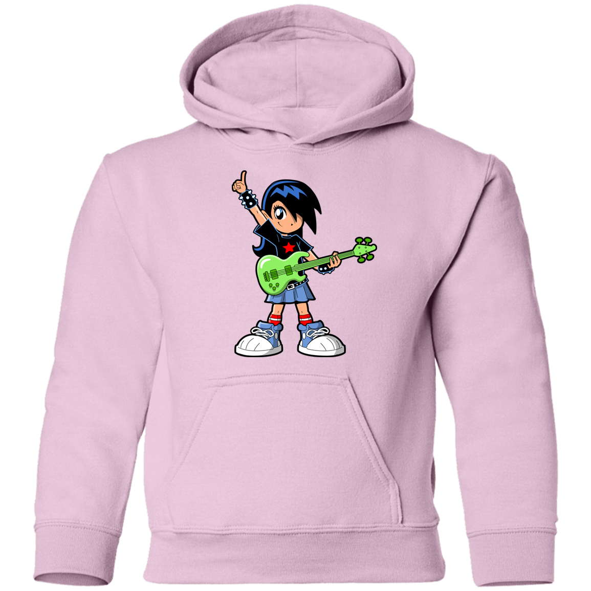 Guitar Girl Cartoon Kids Hoodie