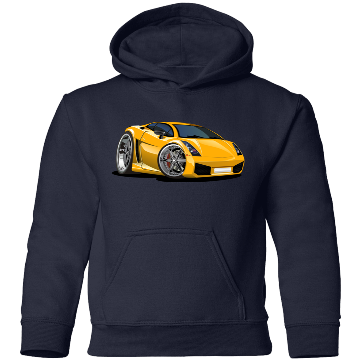 Yellow Sports Car Kids Hoodie