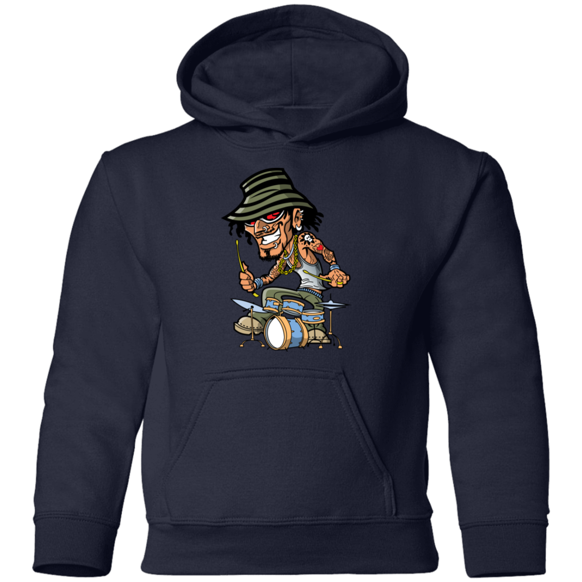 Drummer Cartoon Kids Hoodie