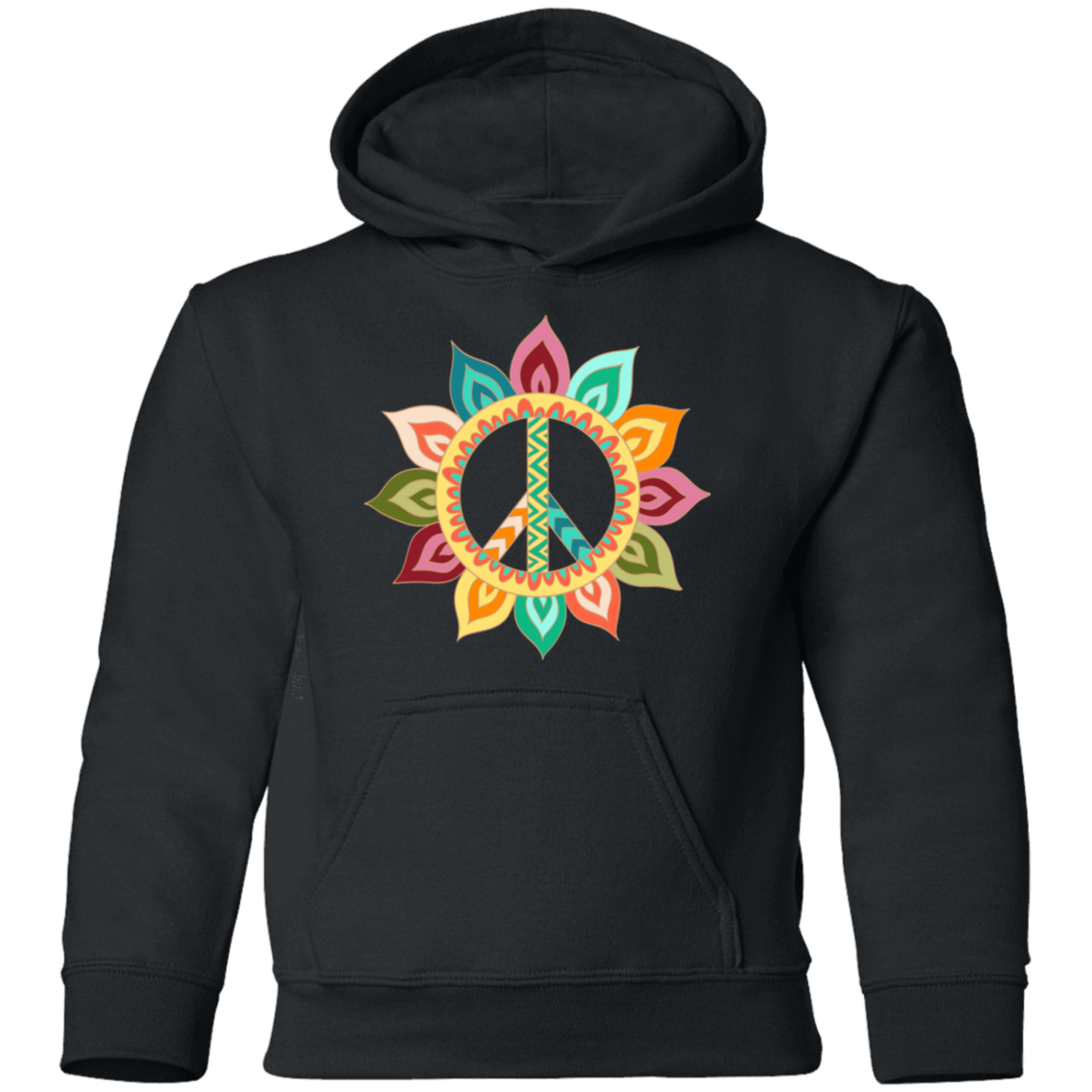 Floral Peace Sign Kids Hoodie