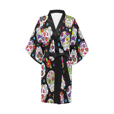 Colorful Sugar Skulls Kimono Robe