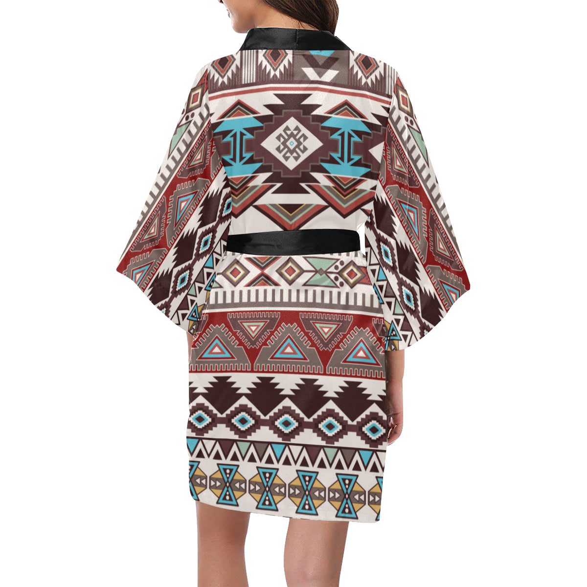 Brown Boho Chic Bohemian Aztec Kimono Robe