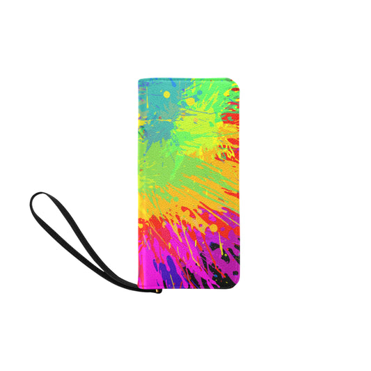 Colorful Paint Splatter Abstract Art Clutch Purse