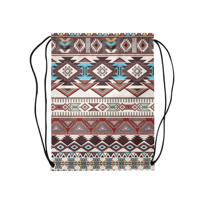 Brown Boho Chic Aztec Drawstring Bag