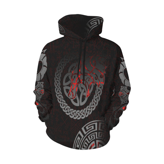 Red Tribal Black Hoodie