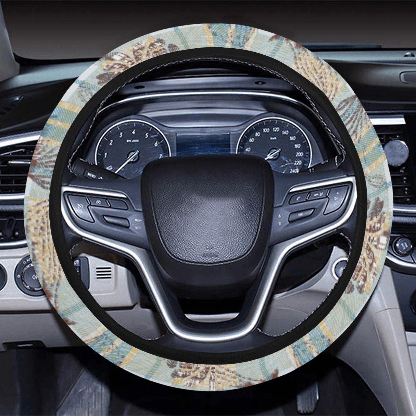 Floral Plaid Steering Wheel Cover