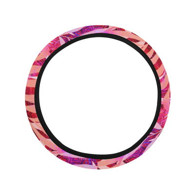 Pink Peach Leaves Steering Wheel Cover