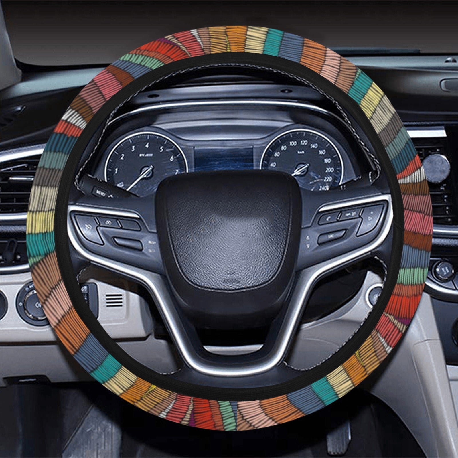 Colorful Abstract Waves Steering Wheel Cover