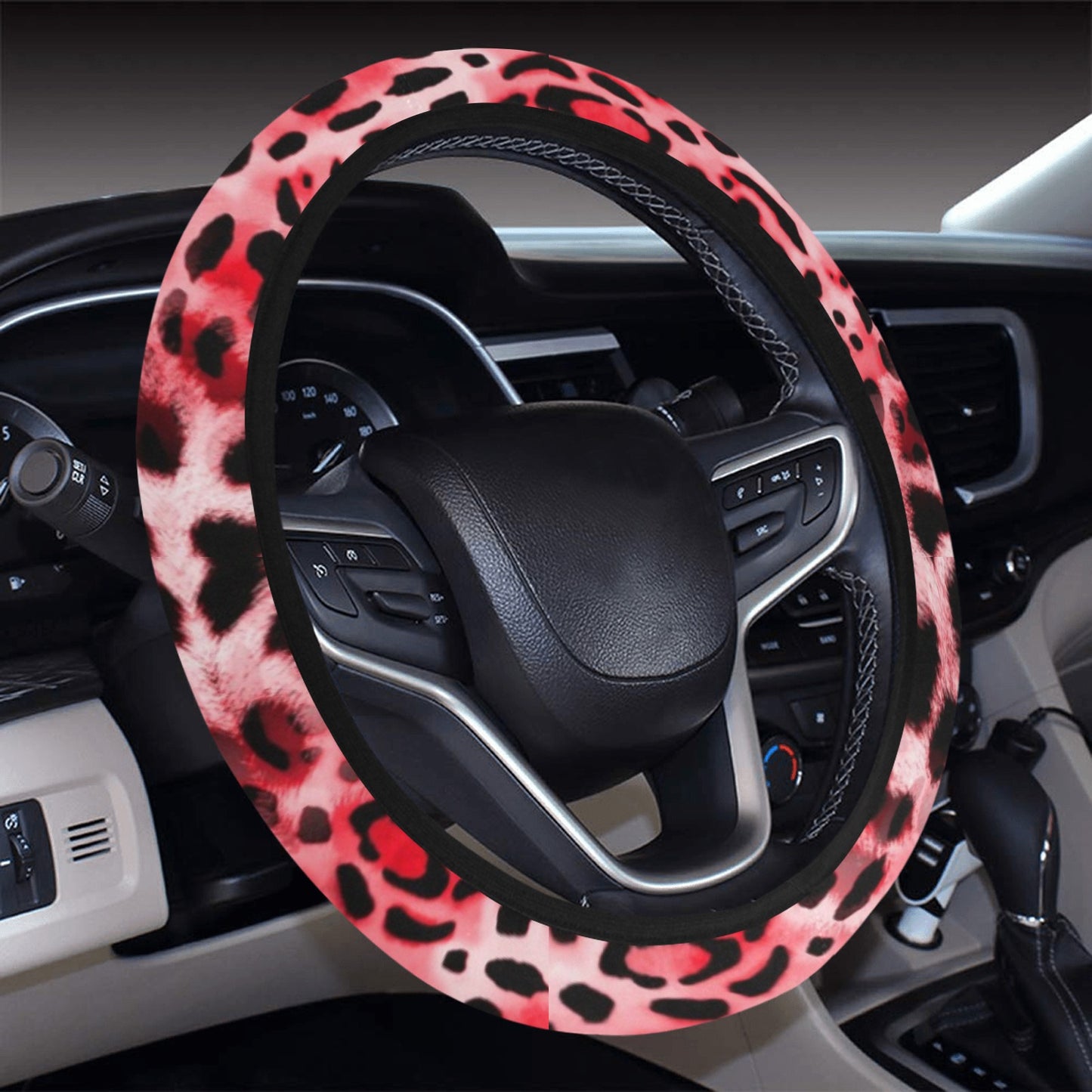 Pink Leopard Print Steering Wheel Cover