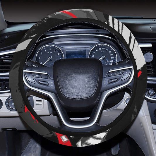 Black Red Abstract Steering Wheel Cover
