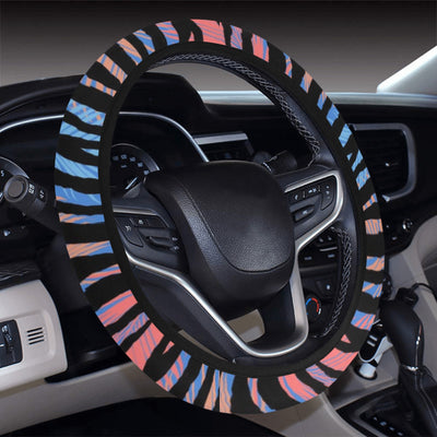 Blue Orange Abstract Stripes Steering Wheel Cover