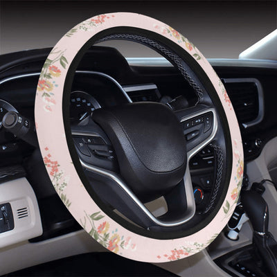 Pink Floral Steering Wheel Cover