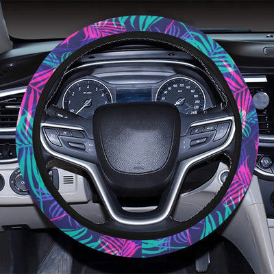 Blue Pink Plants Steering Wheel Cover