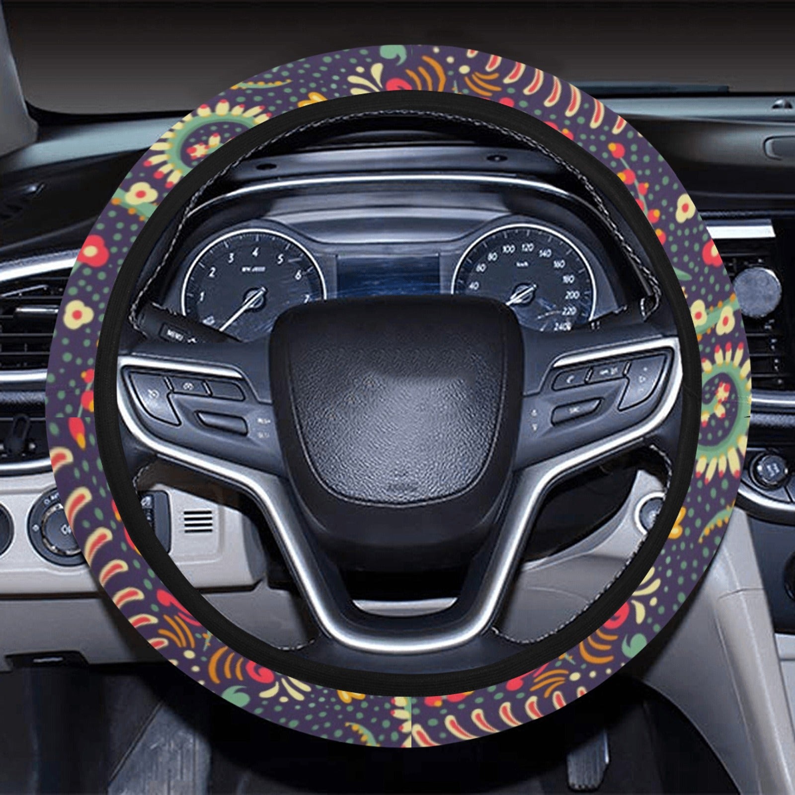 Colorful Floral Decor Steering Wheel Cover