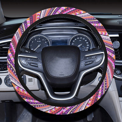 Pink Ethnic Zig Zag Steering Wheel Cover