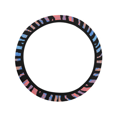 Blue Orange Abstract Stripes Steering Wheel Cover