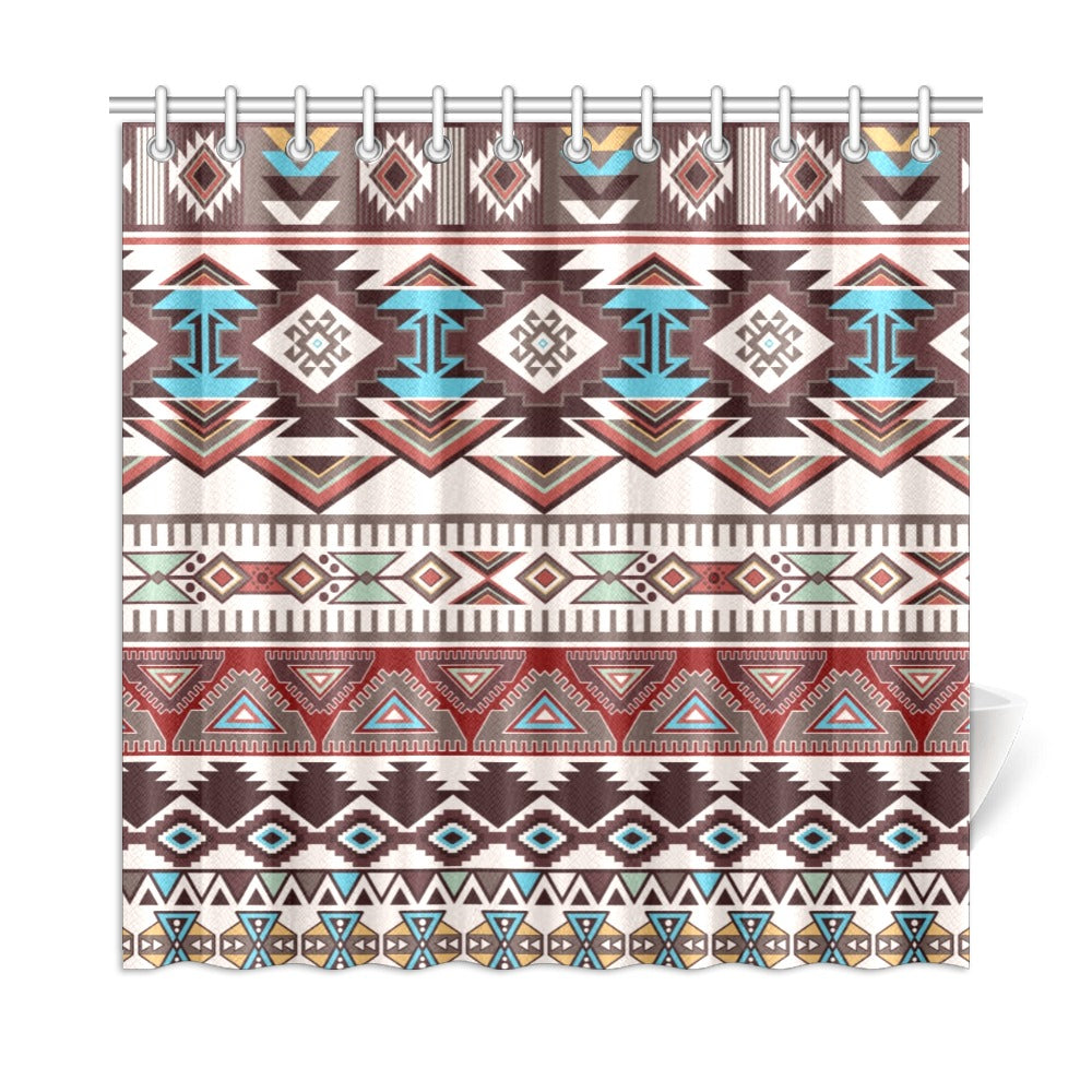 Brown Boho Aztec Shower Curtain Shower Curtain 72"x72"