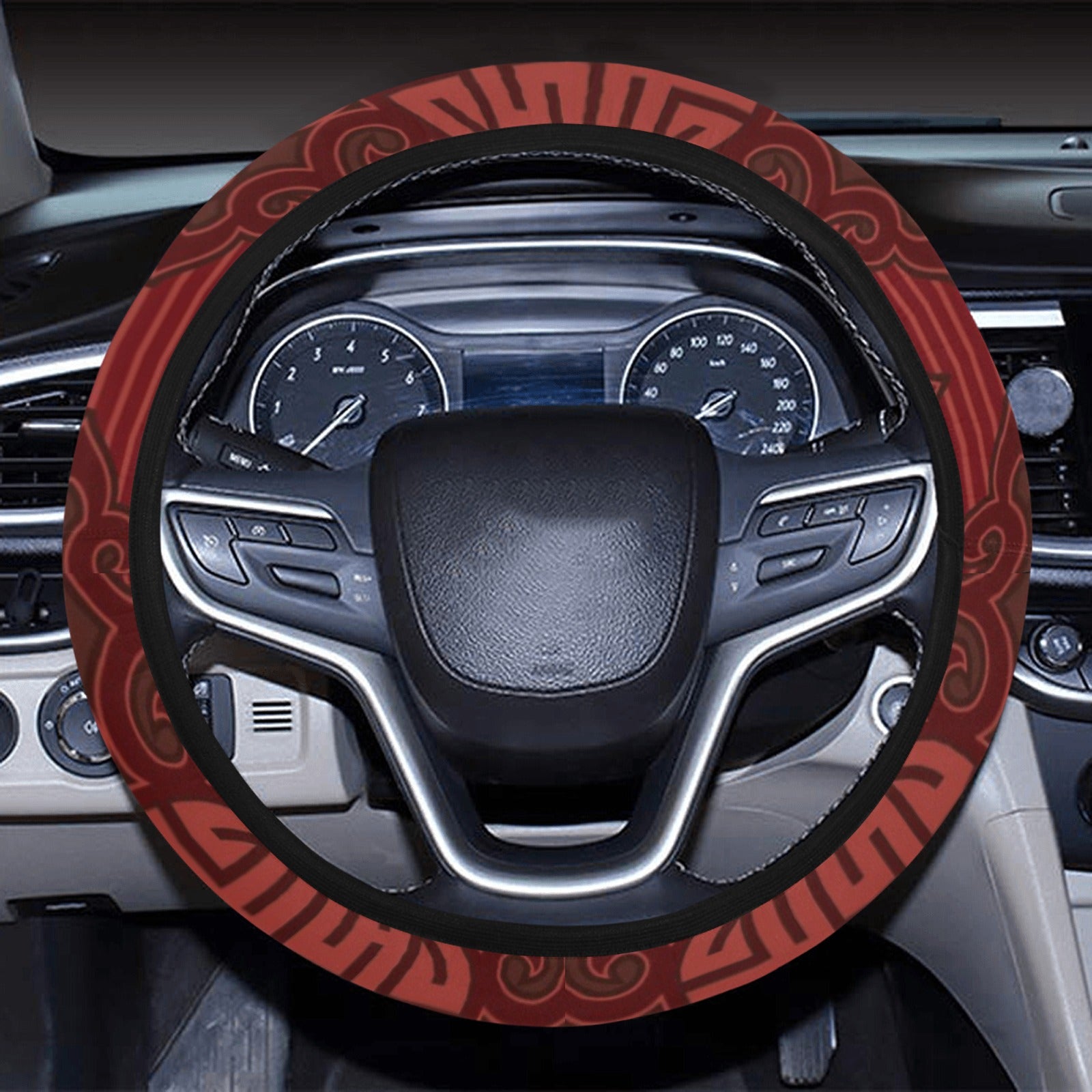 Red Oriental Steering Wheel Cover