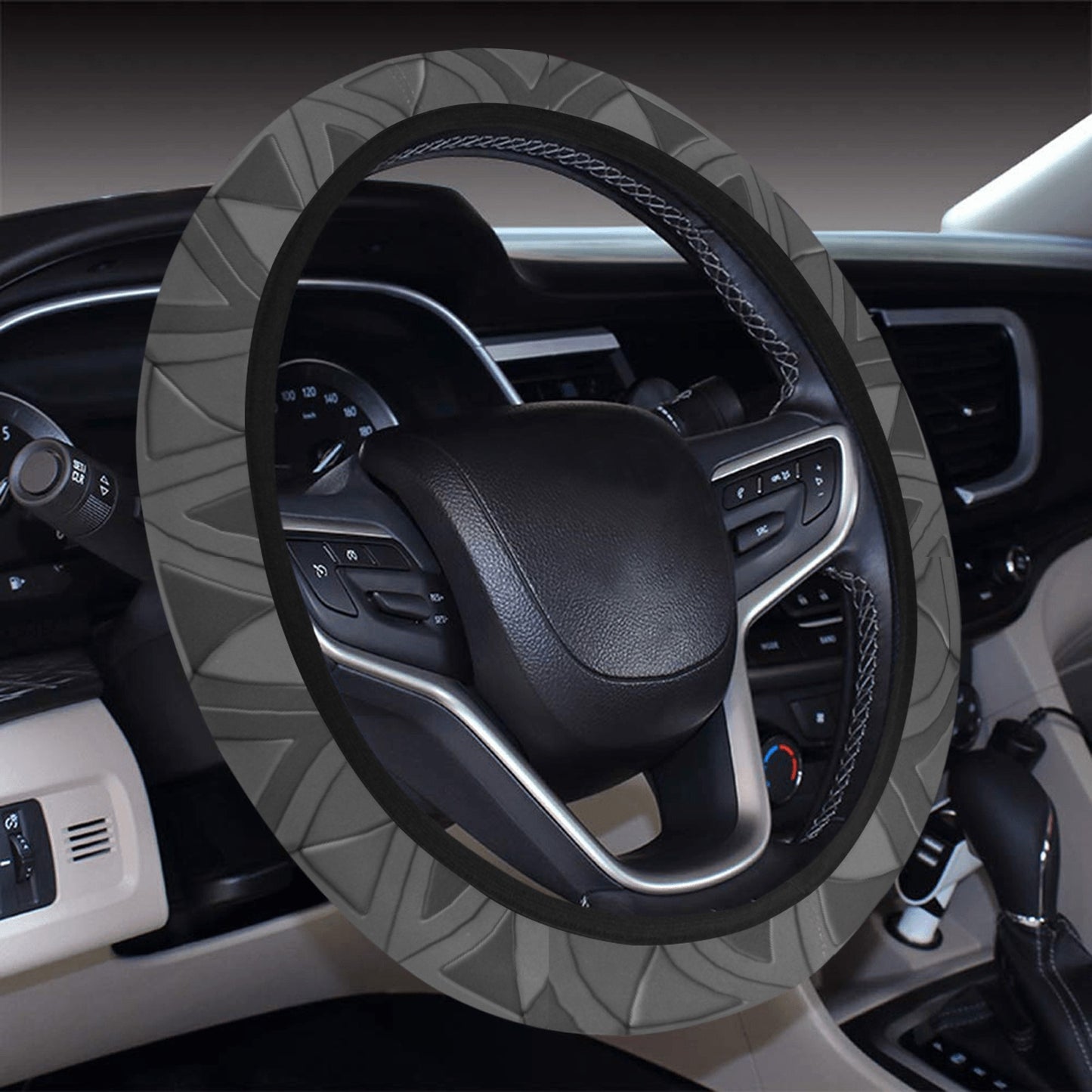 Dark Grey Abstract Pattern Steering Wheel Cover