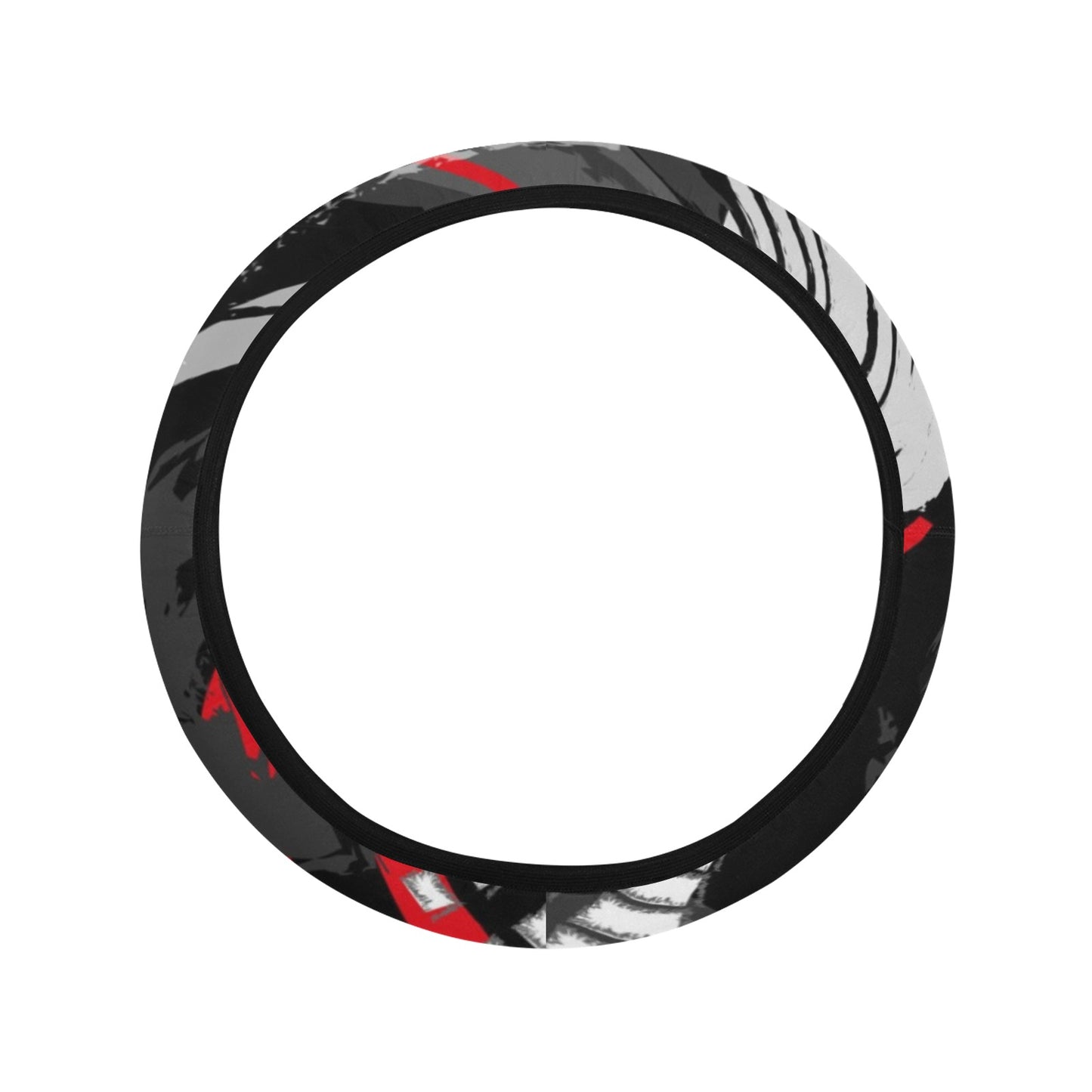 Black Red Abstract Steering Wheel Cover