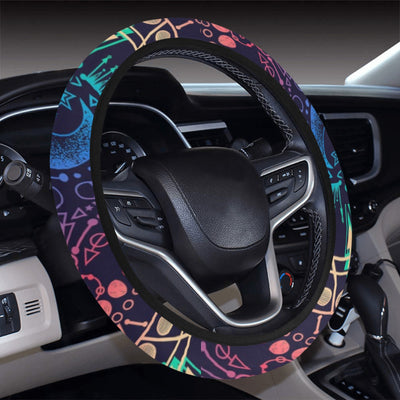 Colorful Spiritual Symbols Steering Wheel Cover