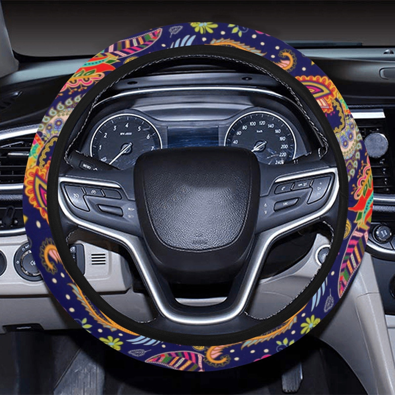 Colorful Floral Decor Steering Wheel Cover