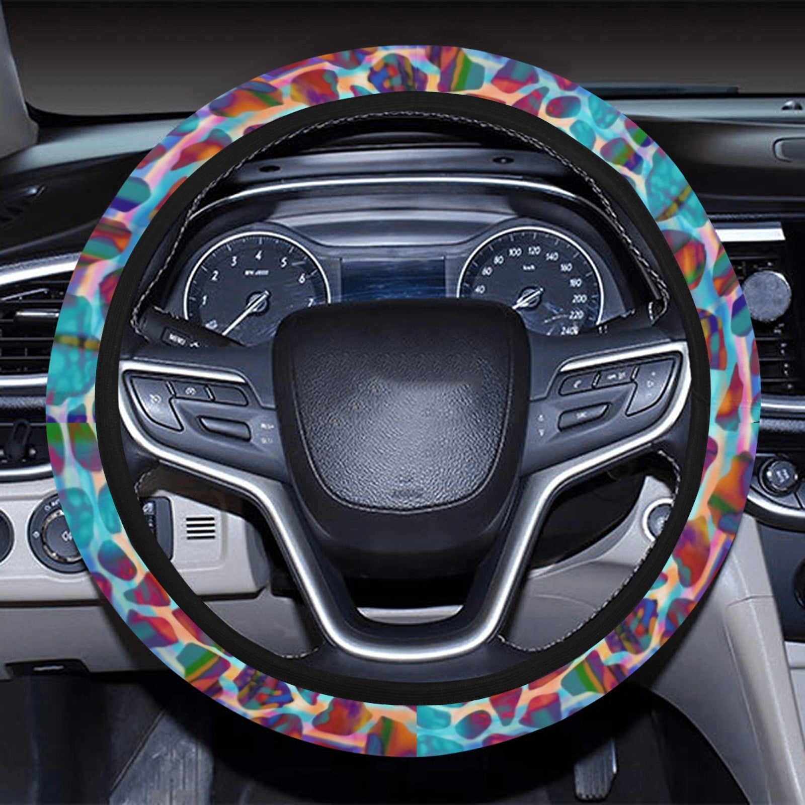 Colorful Leopard Print Steering Wheel Cover