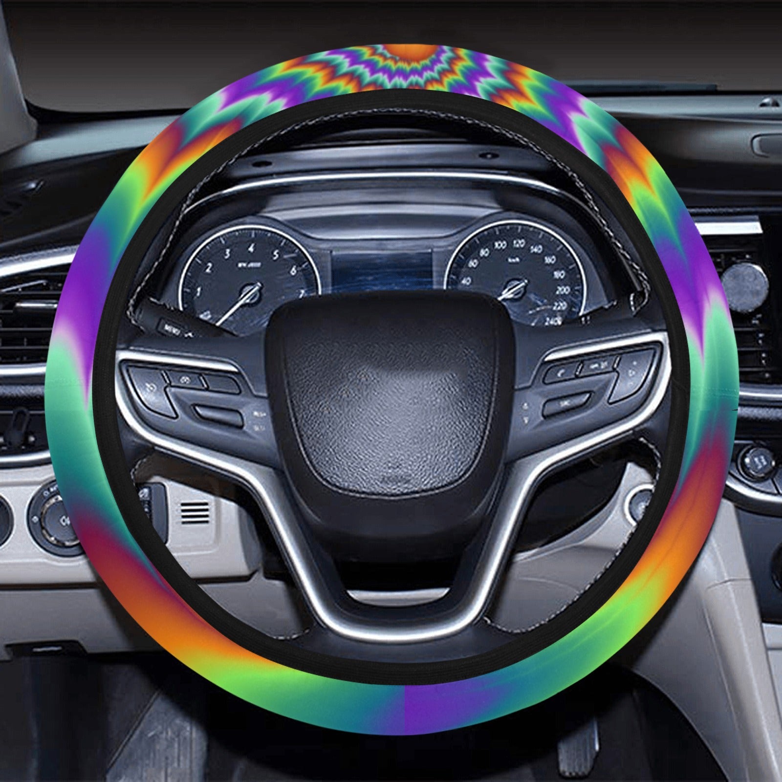 Colorful Psychedelic Spiral Steering Wheel Cover