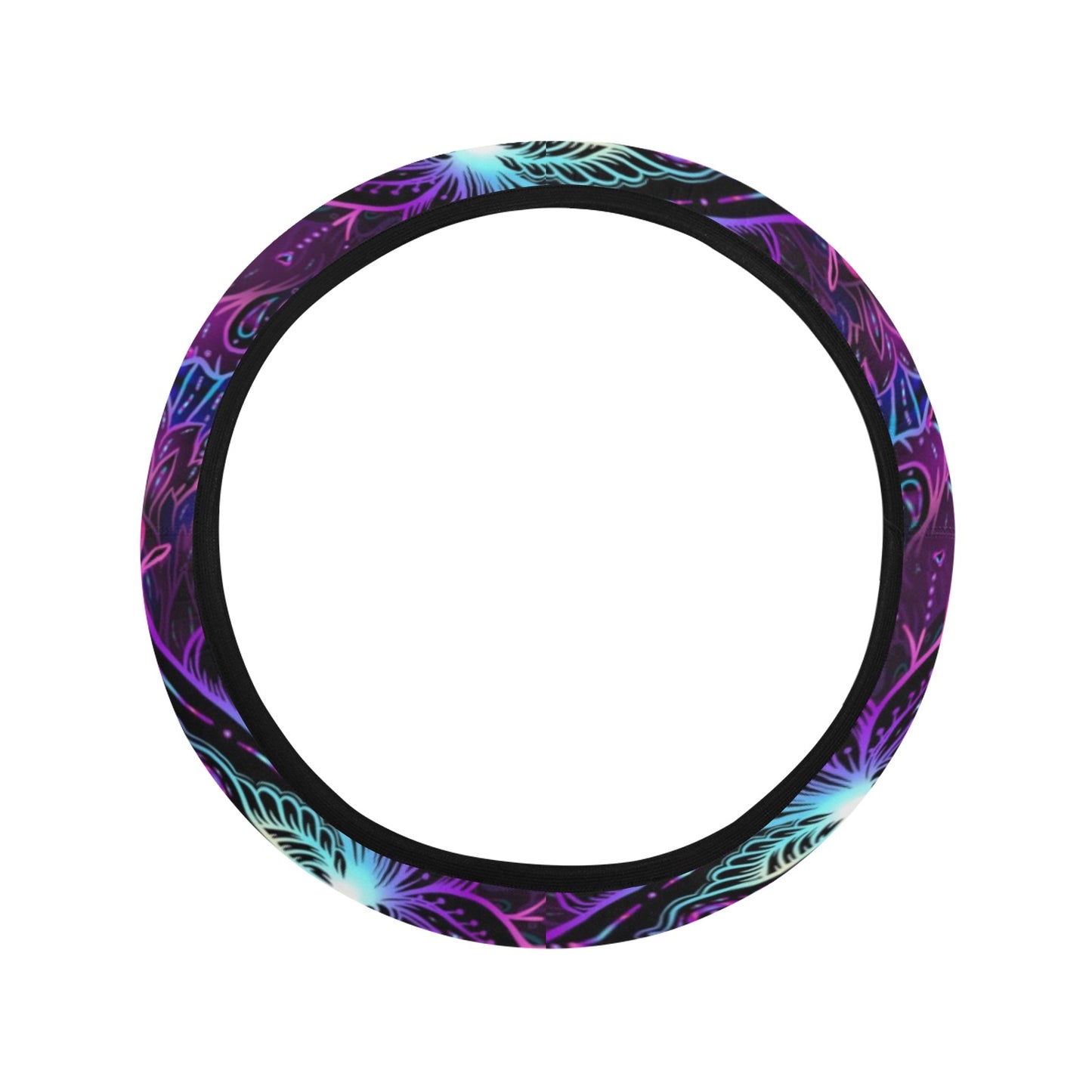 Blue Pink Lotus Steering Wheel Cover
