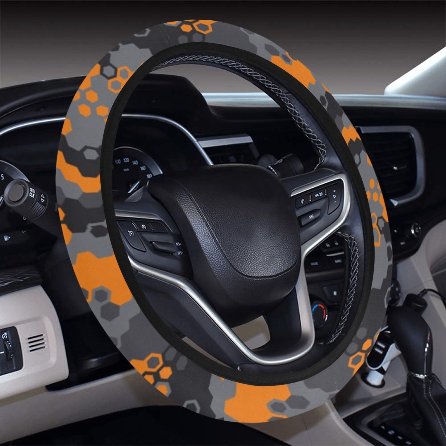 Orange Abstract Camouflage Steering Wheel Cover