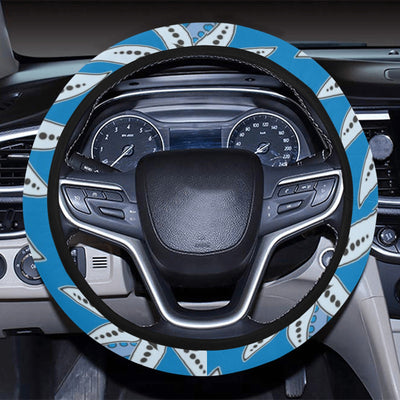 Blue Floral Decor Steering Wheel Cover