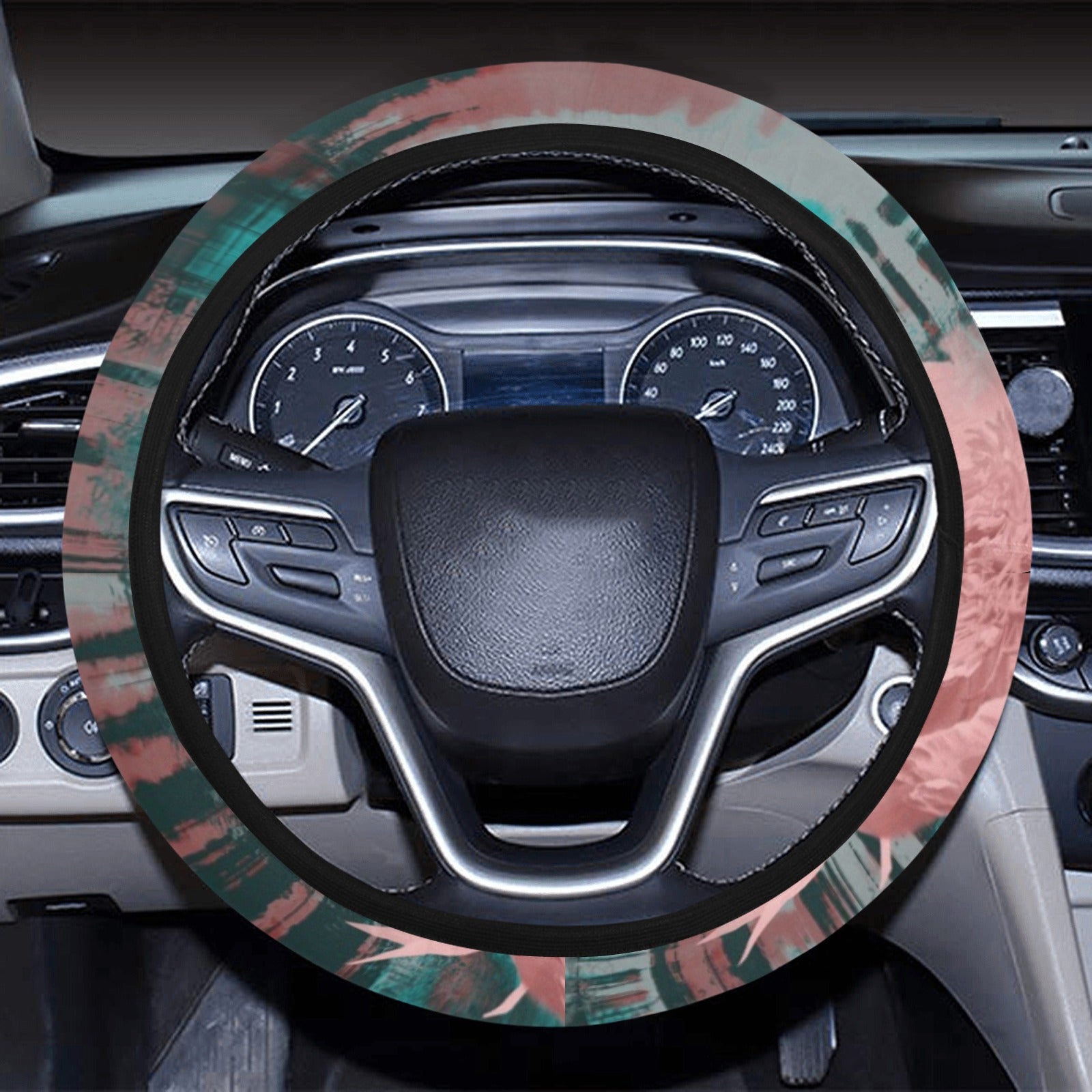 Pink Abstract Floral Steering Wheel Cover