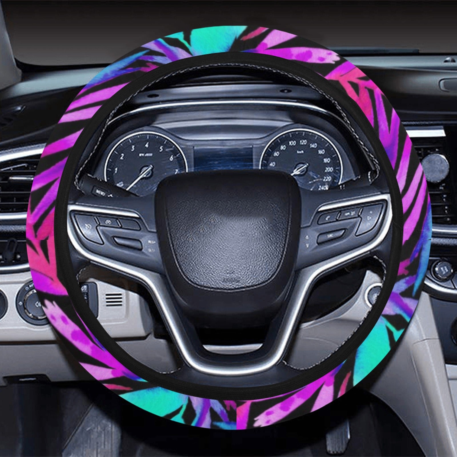 Colorful Neon Plants Steering Wheel Cover