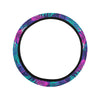 Blue Pink Plants Steering Wheel Cover