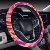 Pink Peach Leaves Steering Wheel Cover