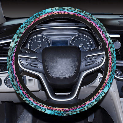 Colorful Leopard Print Steering Wheel Cover