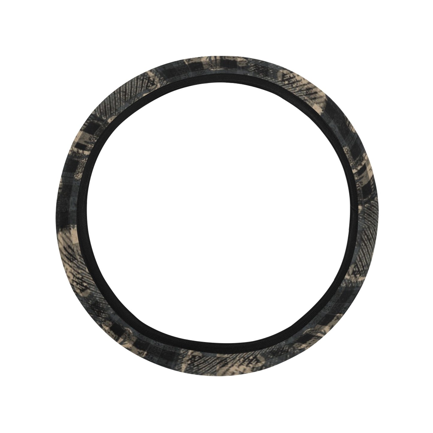 Vintage Floral-Plaid Steering Wheel Cover