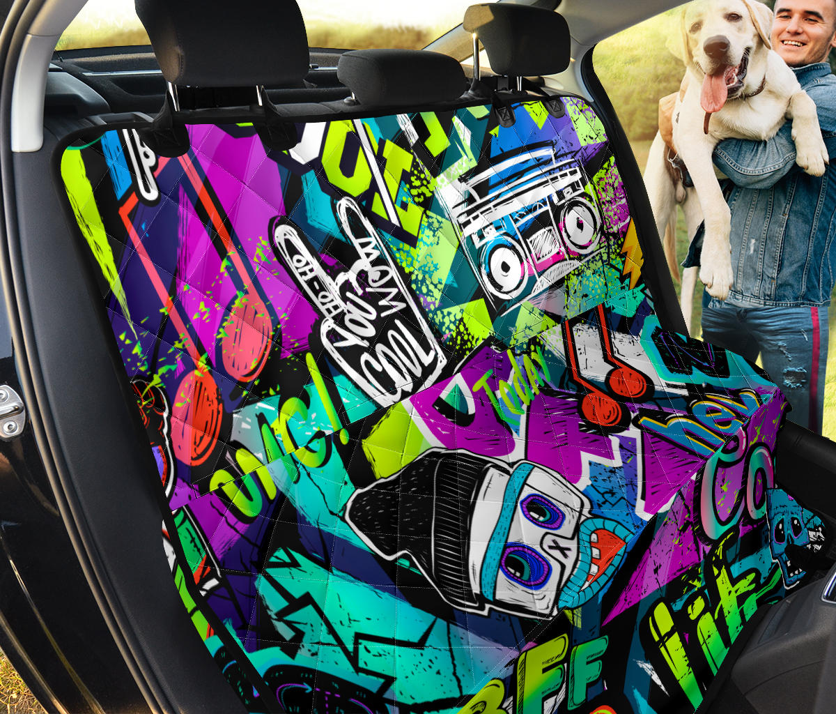 Colorful Graffiti Mural Car Back Seat Pet Cover
