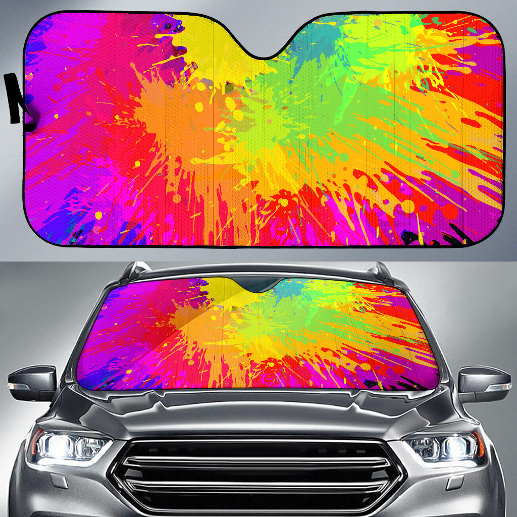 Colorful Paint Splatter Abstract Art Car Sun Shades