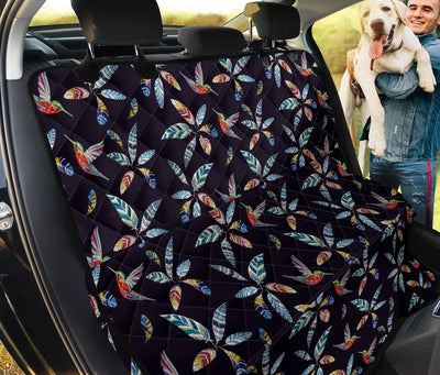 Colorful Hummingbirds & Feathers Car Back Seat Pet Cover