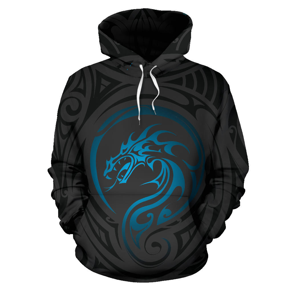 Blue Maori Dragon Hoodie