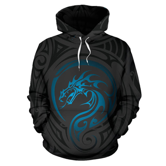 Blue Maori Dragon Hoodie