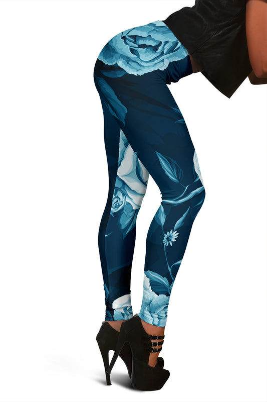 Blue Floral Leggings